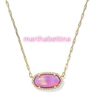 Elisa Pave Frame Gold Short Pendant Necklace